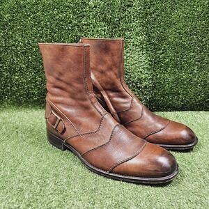 To Boot New York Adam Derrick Brown Leather Side Zip Ankle Boots Mens Size 10